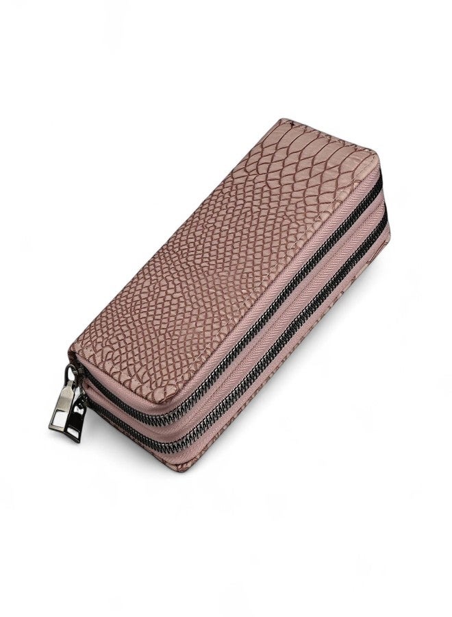 ALSU Women’s Luxury Vegan Leather Zip-Around Wallet | 6 Card Slots, Dual Zipper Compartments, Phone & Currency Holder | Designer Snake-Texture Purse for Women | Elegant Gift for Ladies (Peach) - Image 1