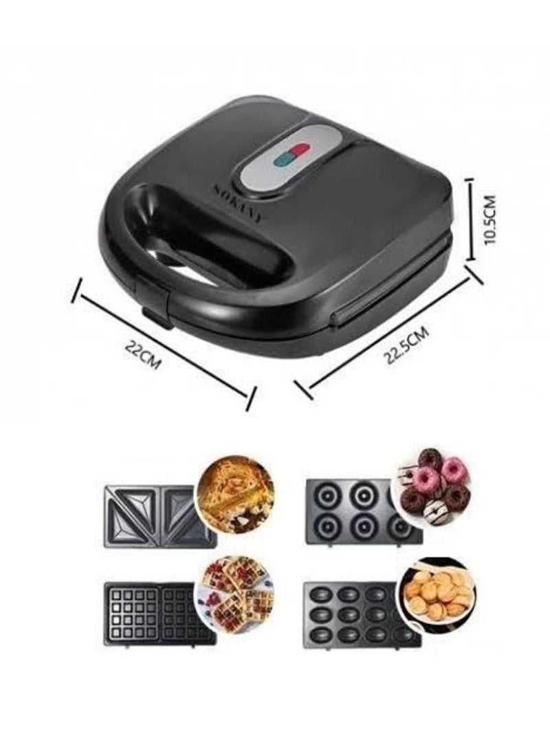 sokany - 4 IN 1 Multifunctional SANDWICH MAKER (toast, waffle, Donut & Bubble) - Image 1