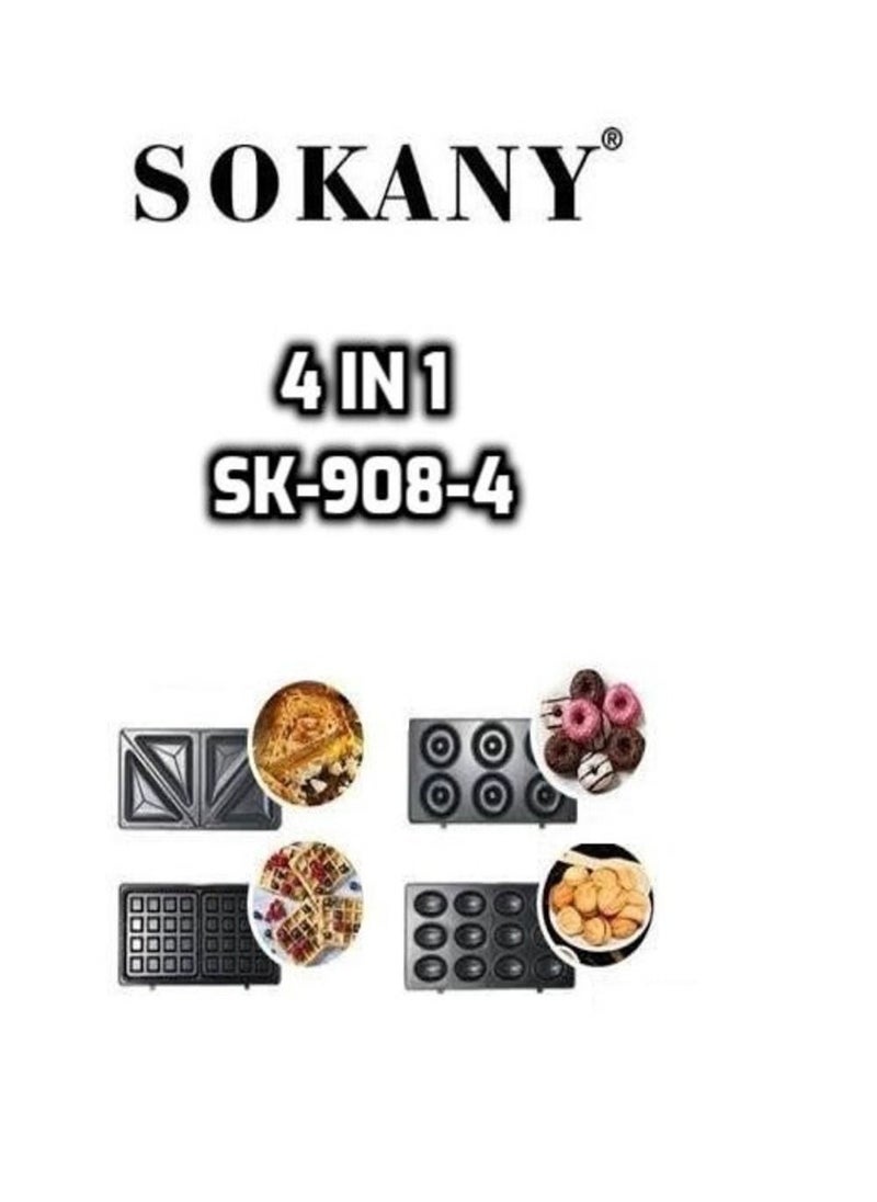 sokany - 4 IN 1 Multifunctional SANDWICH MAKER (toast, waffle, Donut & Bubble) - Image 1