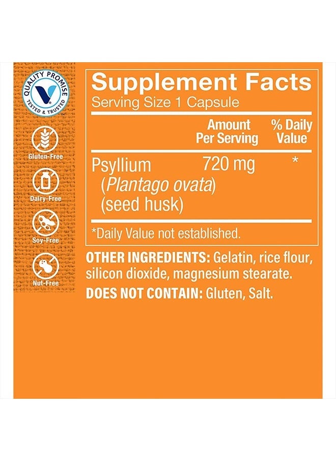 The Vitamin Shoppe Psyllium Husks – Plantago Ovata Fiber Supplement That Supports Regularity & Healthy Cholesterol, 840 mg per Serving - Gluten Free (600 Capsules)  - Image 2