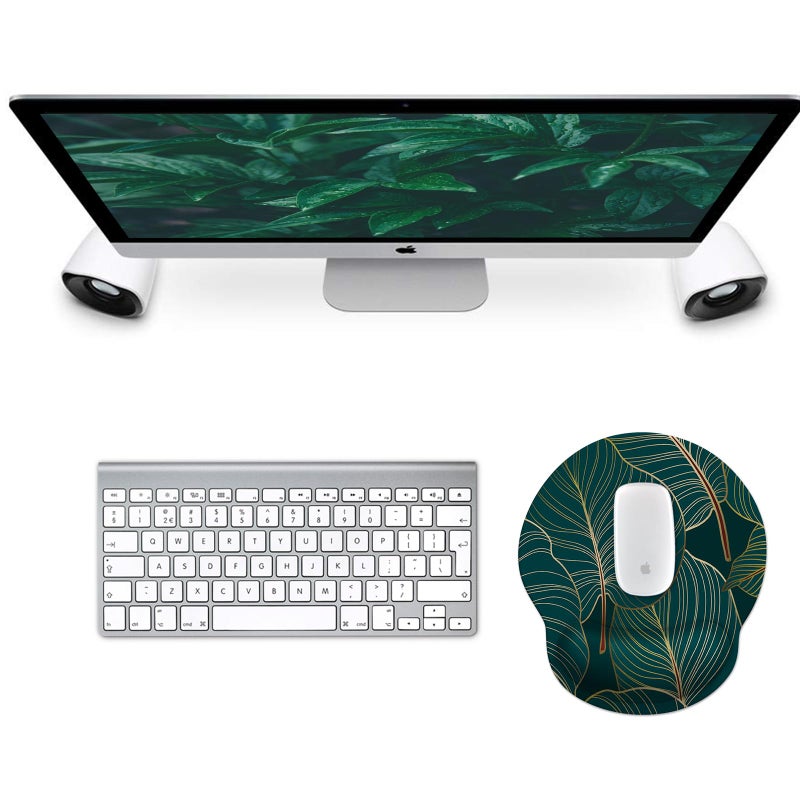 eulps Mouse Pad with Wrist Rest, Comfortable Computer Mousepad with Gel Wrist Support Smooth Surface and Non-Slip PU Base for Pain Relief, Laptop, Office & Home (Tropical Plants) - Image 2