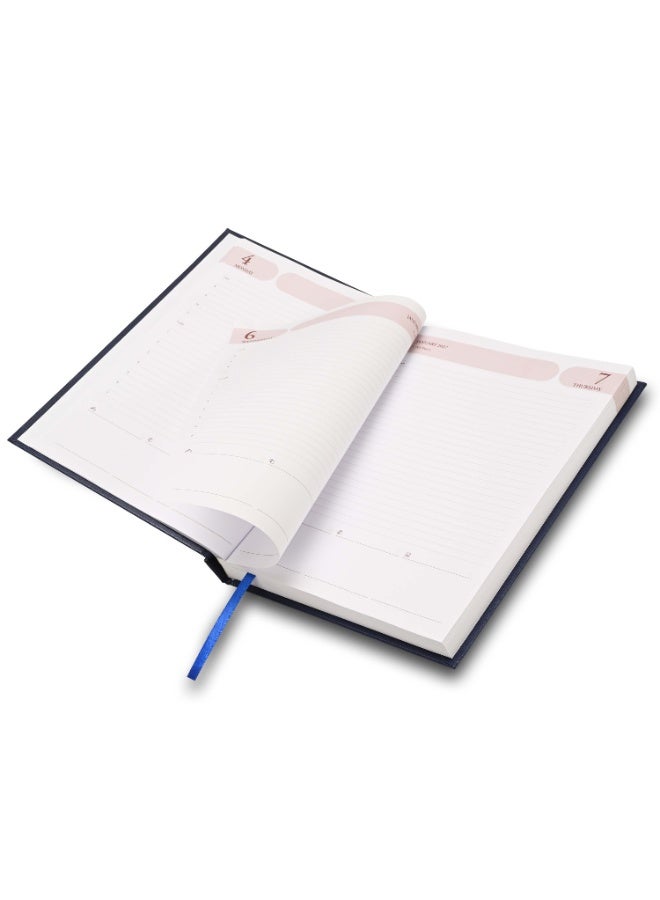 FIS 2027 Agenda Diary, 170x240mm Size, Hard Cover Vinyl Material, 1 Day a Page, English, 60gsm White Paper, Blue Cover - FSDI75EV27BL - Image 4