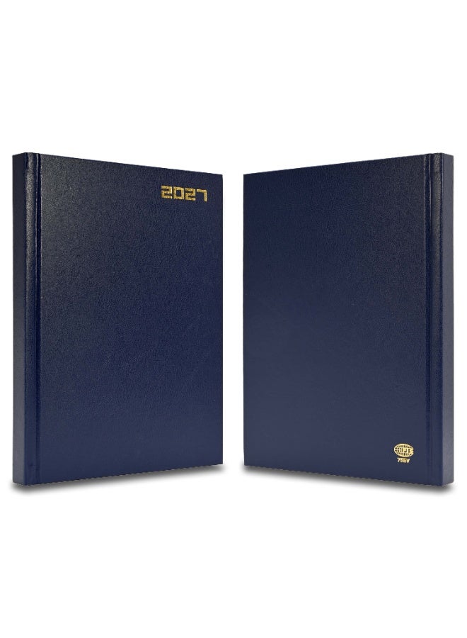 FIS 2027 Agenda Diary, 170x240mm Size, Hard Cover Vinyl Material, 1 Day a Page, English, 60gsm White Paper, Blue Cover - FSDI75EV27BL - Image 3