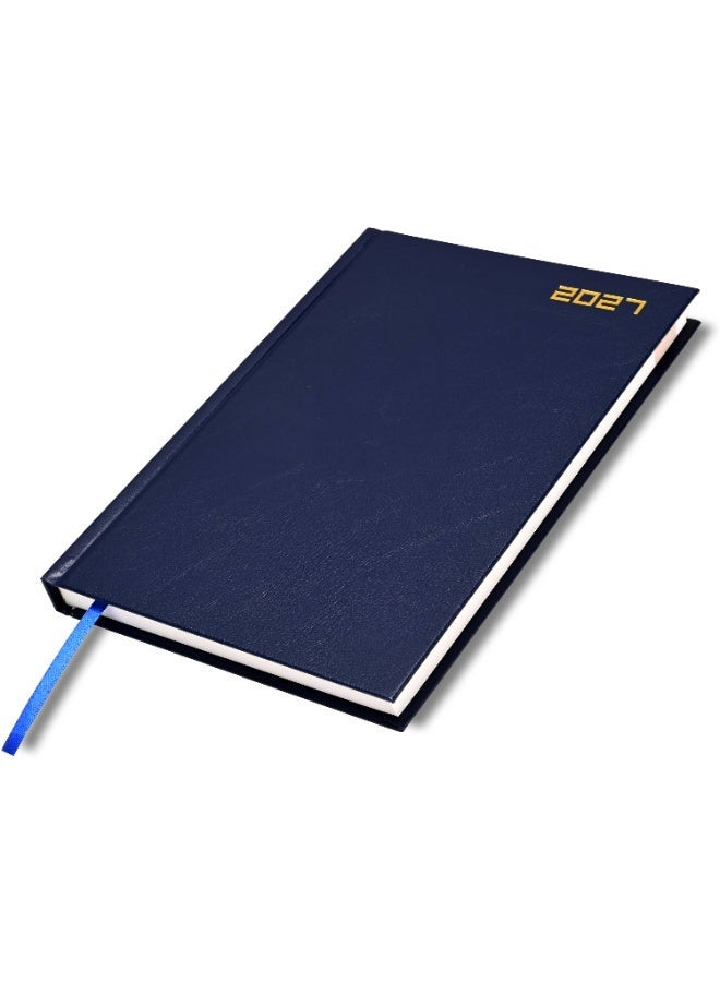 FIS 2027 Agenda Diary, 170x240mm Size, Hard Cover Vinyl Material, 1 Day a Page, English, 60gsm White Paper, Blue Cover - FSDI75EV27BL - Image 1