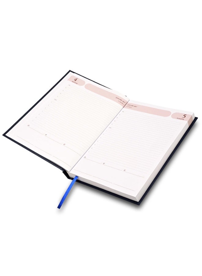 FIS 2027 Agenda Diary, 170x240mm Size, Hard Cover Vinyl Material, 1 Day a Page, English, 60gsm White Paper, Blue Cover - FSDI75EV27BL - Image 2