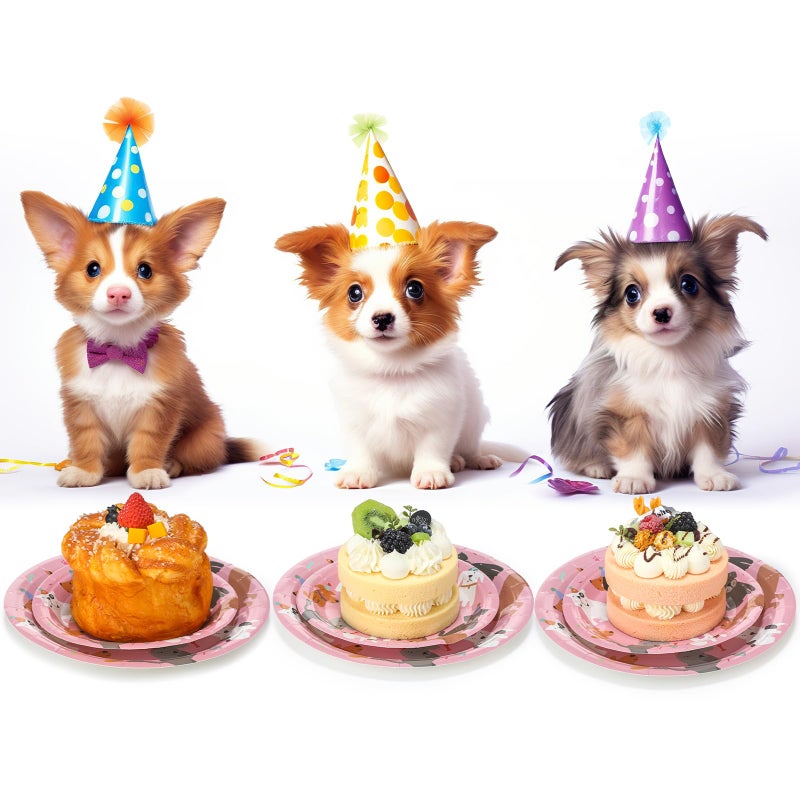 Jinei 350 Pcs Dog Birthday Party Supplies Pink Dog Tableware Set Serves 50 Guests Puppy Birthday Decorations Includes Pink Puppy Plates Cups Napkins Forks Knives Spoons for Party Supplies - Image 5