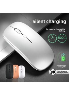 Generic Wireless Mouse Silent Charging Bluetooth Office Laptop External Usb Mouse Rechargeable Silent-Specifications:Space Silver/wireless Battery Model [silent] - Free Extra Large Mouse Pad [pattern Follow  - Image 4