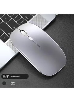 Generic Wireless Mouse Silent Charging Bluetooth Office Laptop External Usb Mouse Rechargeable Silent-Specifications:Space Silver/wireless Battery Model [silent] - Free Extra Large Mouse Pad [pattern Follow  - Image 1