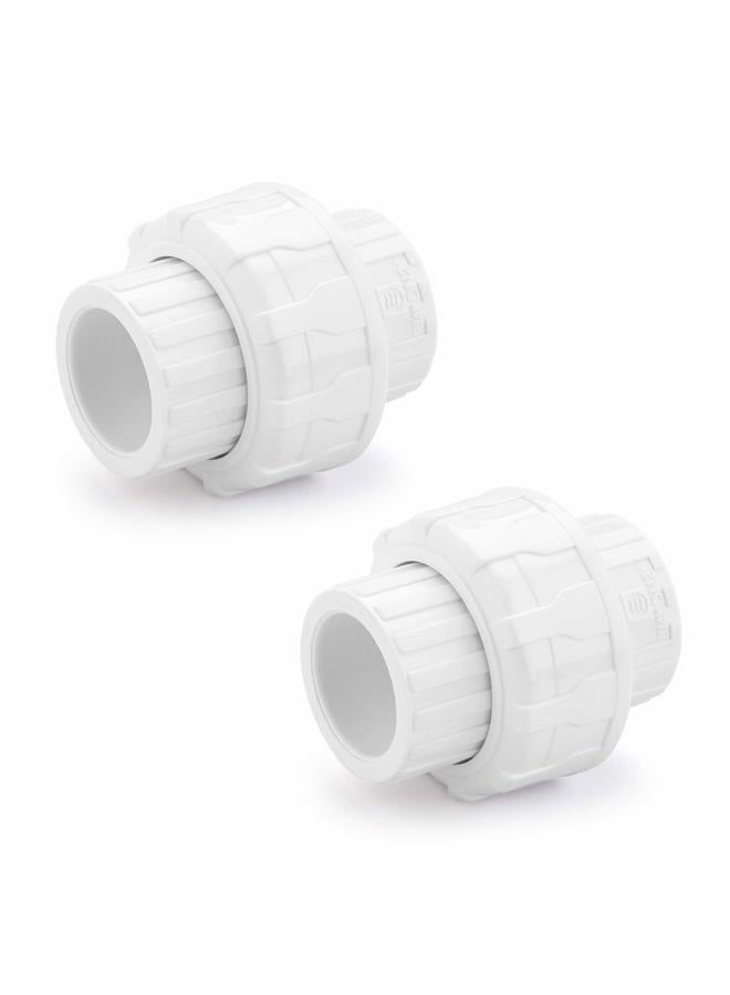 Hydroseal PVC Pipe Fitting, 0.75" Union Jetstream, Pack of 2 Pieces, Schedule 80, White, EPDM O-Ring, Socket x Socket, F1970, SCH80 (3/4") - Image 1