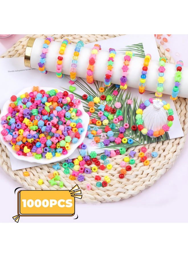 KAKW Plastic Pony Beads, 1000 Pcs, 6x9mm, for Bracelet, Hair Braiding, Friendship Bracelets, Jewelry Making (Multicolour Pony Beads Shapes) - Image 3