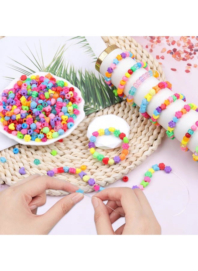 KAKW Plastic Pony Beads, 1000 Pcs, 6x9mm, for Bracelet, Hair Braiding, Friendship Bracelets, Jewelry Making (Multicolour Pony Beads Shapes) - Image 4