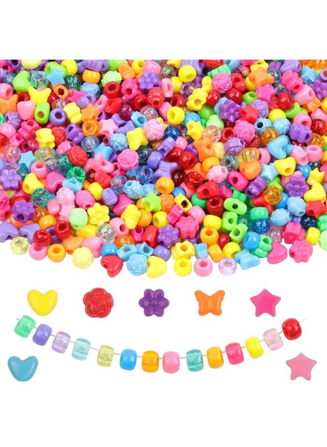 KAKW Plastic Pony Beads, 1000 Pcs, 6x9mm, for Bracelet, Hair Braiding, Friendship Bracelets, Jewelry Making (Multicolour Pony Beads Shapes) - Image 1