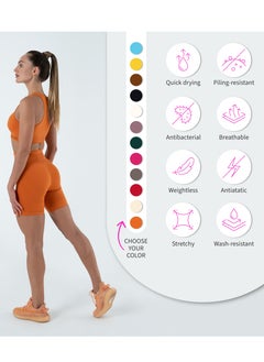 Bernessi Turkiye Nylon High Support Sports Bra for Women Comfortable Ladies Bra Top for Yoga Workout Fitness Gym Running Exercise Dance Athletic Orange Amber  - Image 5