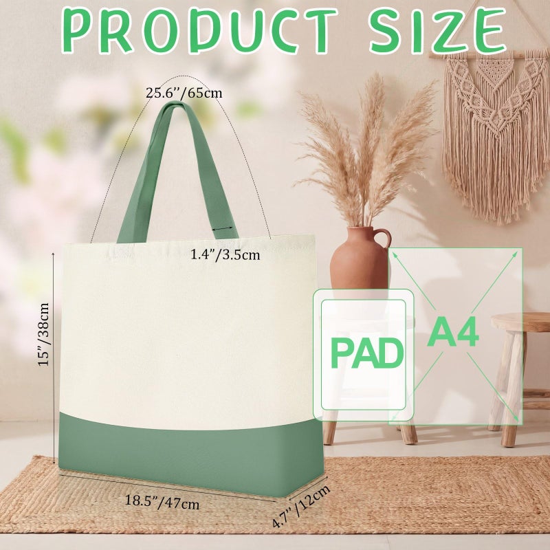 Epakh 12 Pack Canvas Tote Bags Bulk 18.5 x 15 Inch Reusable Grocery Shopping Bags Tote Luggage for Shopping(Bright Color) - Image 3