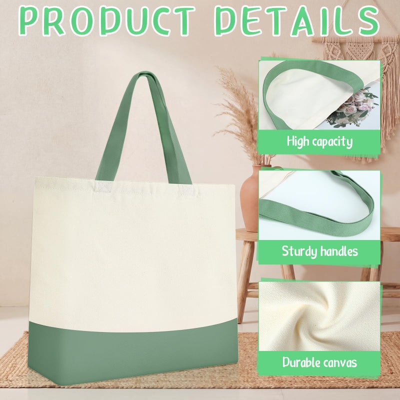 Epakh 12 Pack Canvas Tote Bags Bulk 18.5 x 15 Inch Reusable Grocery Shopping Bags Tote Luggage for Shopping(Bright Color) - Image 4