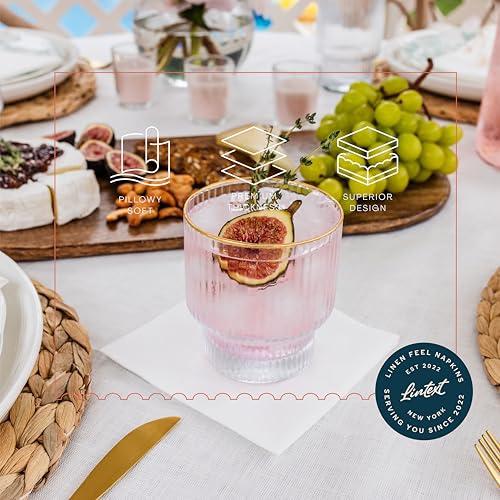 LINTEXT 200 Linen-Feel Dessert And Beverage Napkins - Disposable Cloth-Like Cocktail Paper Napkins, Made In USA - Soft and Absorbent For Bar, Restaurant, Café, Wedding, Parties (200-Pack) - Image 5