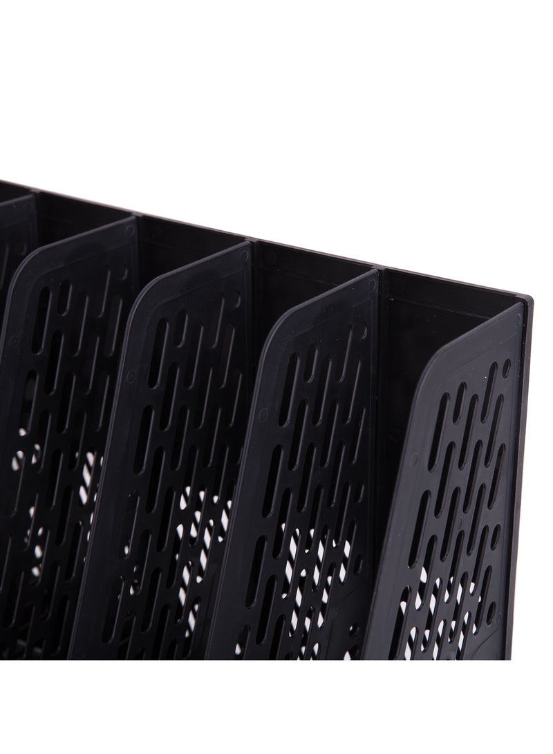 Deli E9838 Magazine File Organizer, 4 Compartments, Black, High Quality PP Material, Easy Assemble and Disassemble, Index Labels for Document Classification - Image 5