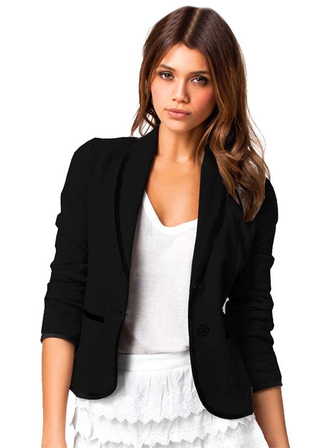 NIBEMINENT Front Open Cropped Blazer black - Image 1