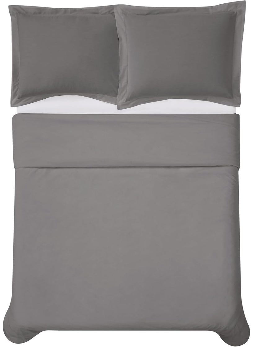 Cannon CANNON Solid Percale Grey 3 Piece King Duvet Set  - Image 5