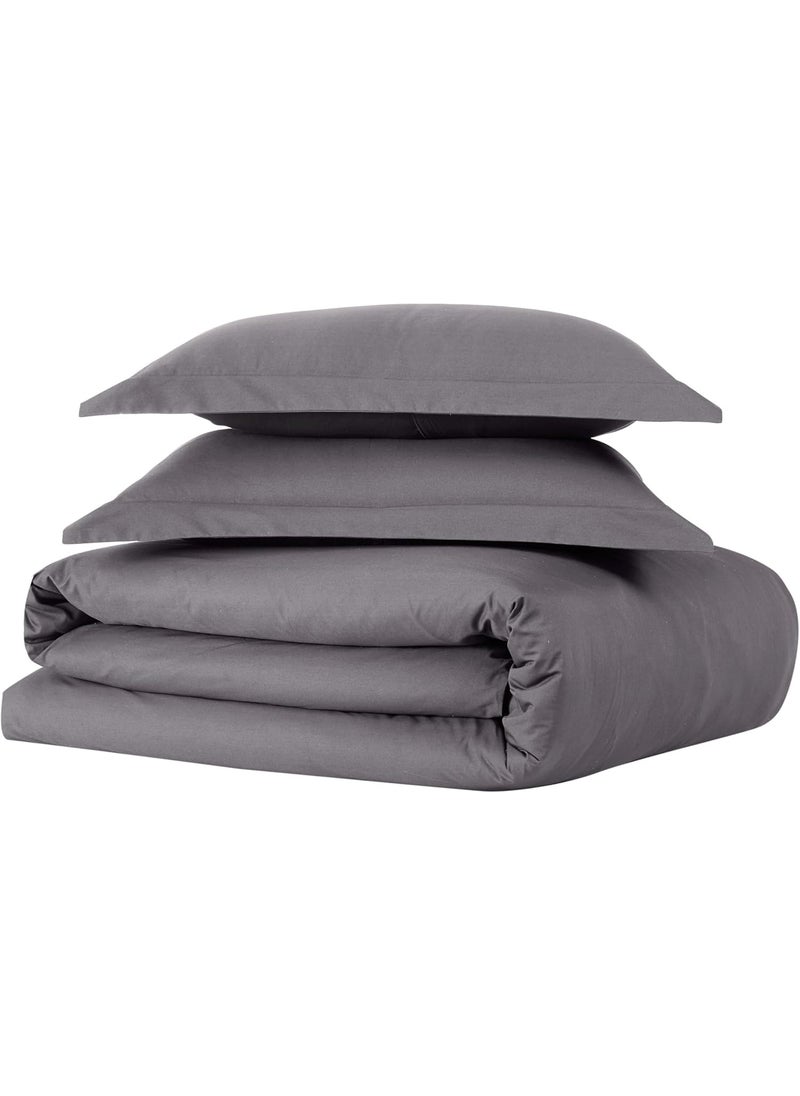 Cannon CANNON Solid Percale Grey 3 Piece King Duvet Set  - Image 2