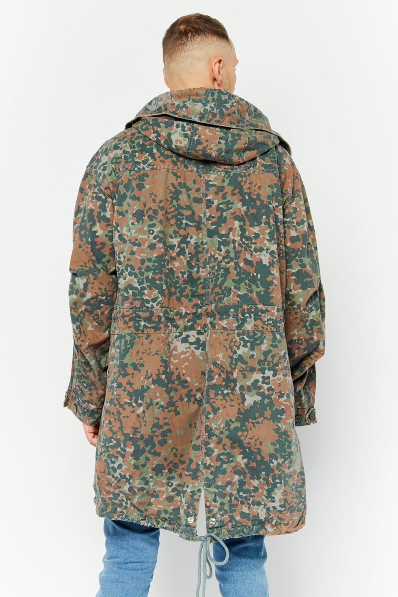 DIESEL Men Camouflage Parka Jacket, Army Green  - Image 4