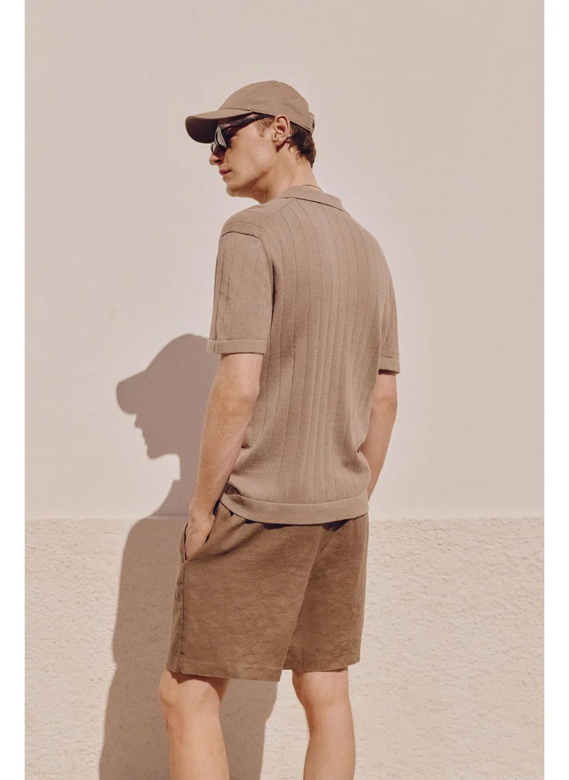اتش اند ام Regular Fit Linen-blend polo shirt