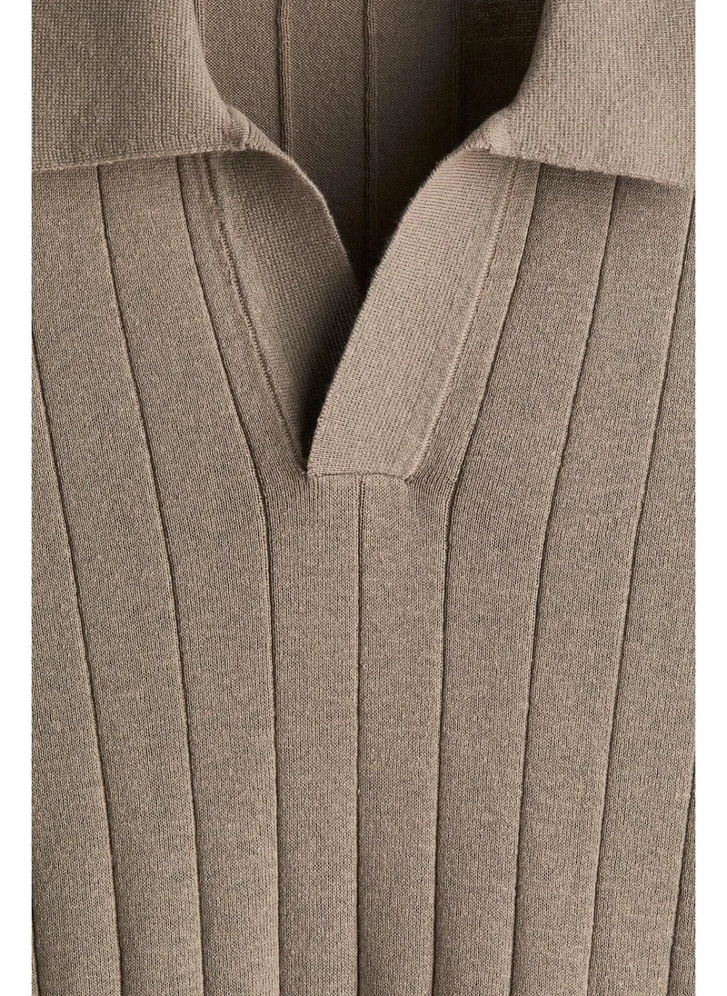 اتش اند ام Regular Fit Linen-blend polo shirt