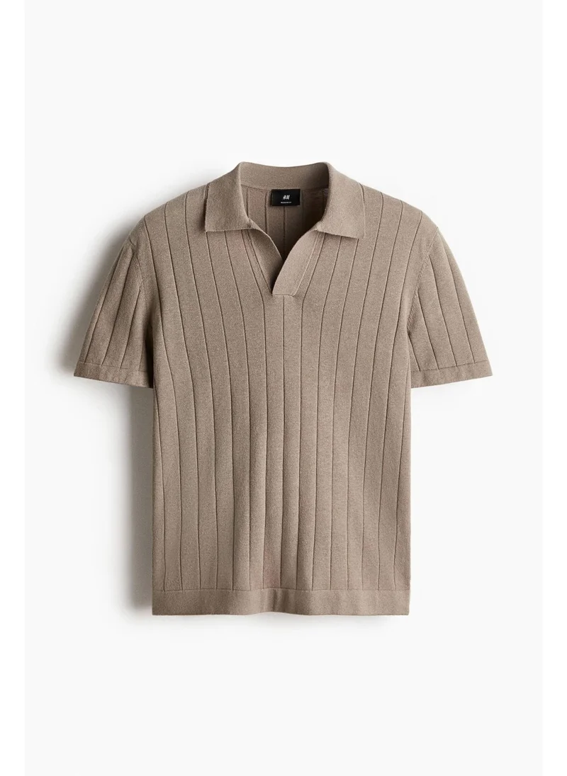 H&M Regular Fit Linen-blend polo shirt