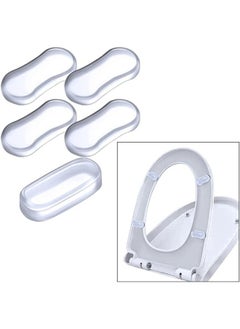 Generic 5pcs Toilet Cover Rubber Bumpers Universal Seal Strong Adhesive Toilet Bumpers Use for Home Transparent  - Image 1