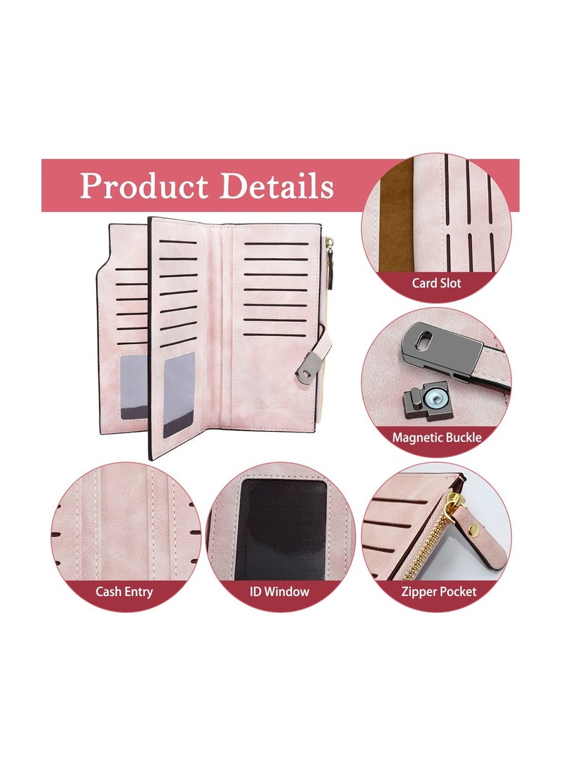 Women's Small PU Leather Wallet with Pocket, Soft and Comfortable Card Holder for 16 Cards, Perfect for Parties, Shopping, and Travel - Pink (1 Pack) - Image 5