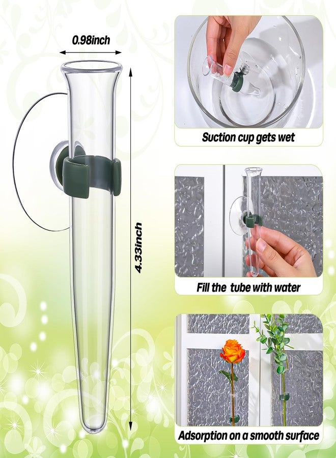 Ninehaoou 10 Pcs Window Propagation Stations Suction Cup Plastic Plant Propagation Tubes 4.33'' H x 0.98'' W Floral Water Tubes Easy to Install Clear Plant Wall Hanging Terrarium Gifts for Plant Flower Lovers - Image 2
