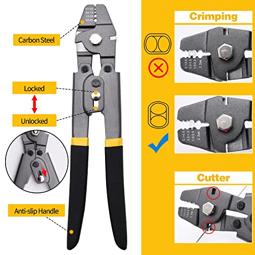 FGBNM 328ft Wire Rope Crimping Tool Kit, 1/16" Stainless Steel Wire Rope Cable with Aluminum Crimping Sleeves and Stainless Steel Thimbles for Railing, Decking, Picture Hanging - Image 3