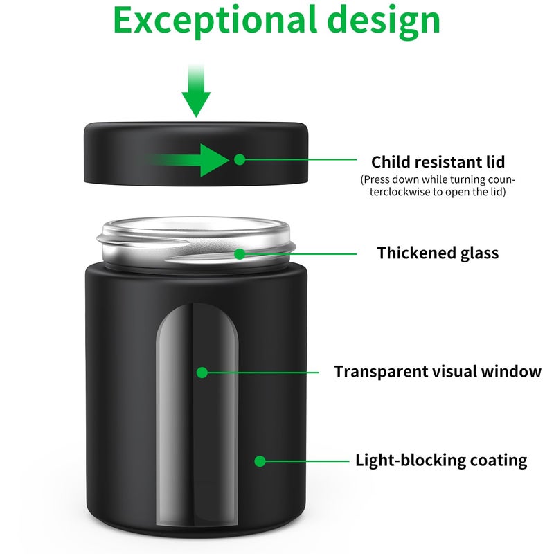 Urekt Glass Storage Jar (4 oz), 2 Pack Premium Food Grade Visual Container with Child Resistant Cap, Small Waterproof Bottle Multipurpose Container for Coffee Beans Nuts Teas Spices(120ml) - Image 3