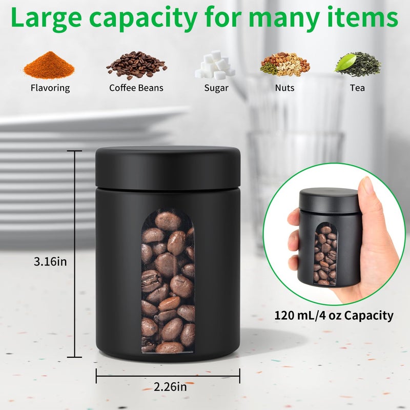 Urekt Glass Storage Jar (4 oz), 2 Pack Premium Food Grade Visual Container with Child Resistant Cap, Small Waterproof Bottle Multipurpose Container for Coffee Beans Nuts Teas Spices(120ml) - Image 2