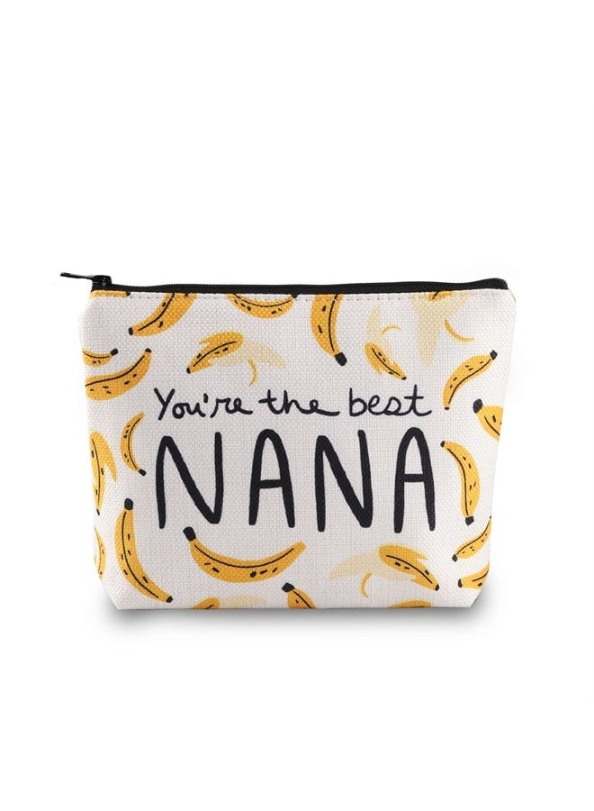 BLUPARK Nana Gift Nana Makeup Bag Grandma Gift Nana Zipper Pouch Funny Nana Makeup Bag Bananas Theme Gift Grandma (Nana Bag)  - Image 1