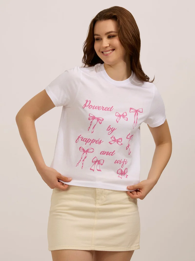 Outzidr  White Graphic Regular T-Shirt for Women | Best Price UAE
