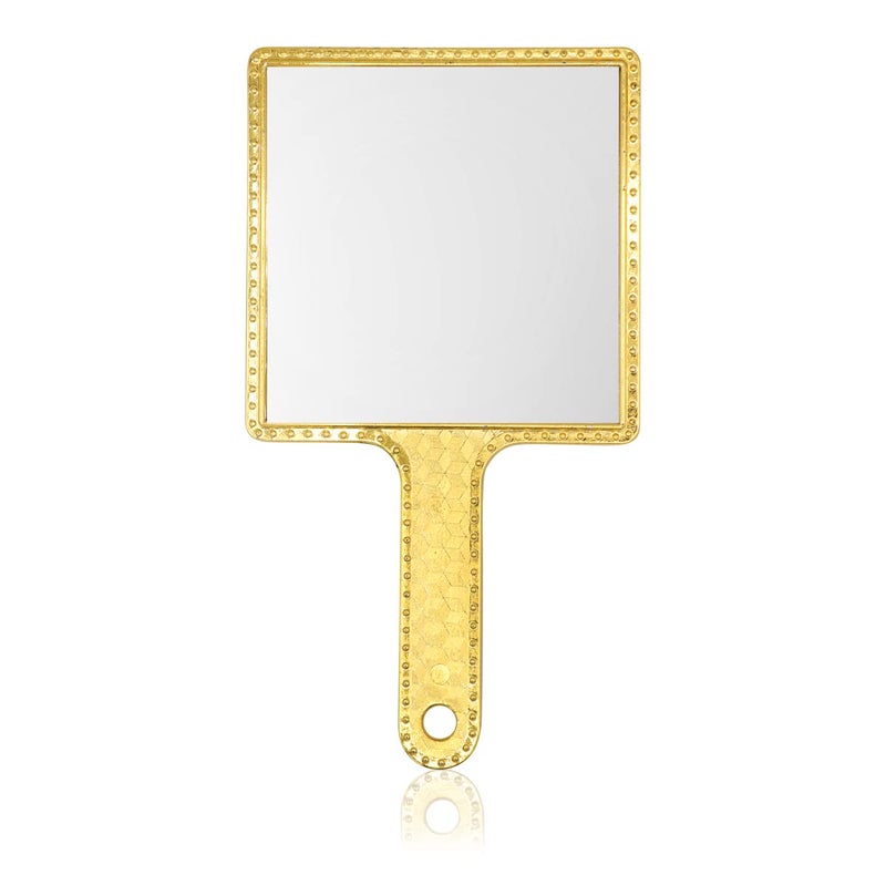 Victor Enterprises 7 Inch 5 Inch 4 Inch Hand Mirror Handheld Mirror with Handle Portable Mirror Personal Makeup Plastic Square Mirror Set of 3 Gold - Image 3