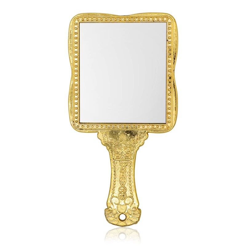 Victor Enterprises 7 Inch 5 Inch 4 Inch Hand Mirror Handheld Mirror with Handle Portable Mirror Personal Makeup Plastic Square Mirror Set of 3 Gold - Image 4