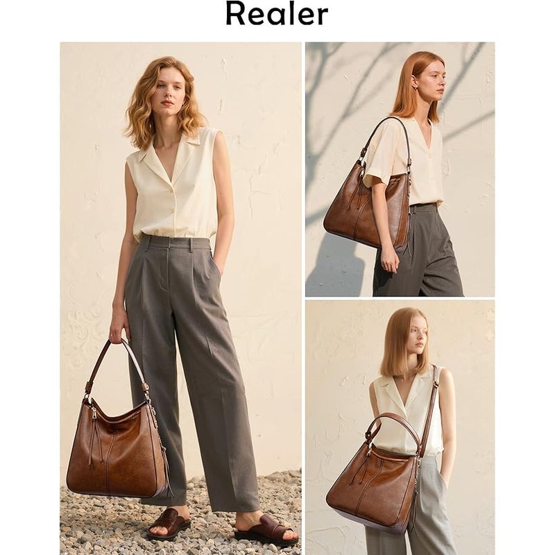 Realer Hobo Purses and Handbags for Women, Shoulder Bag Large Crossbody Bags with Tassel - Image 2