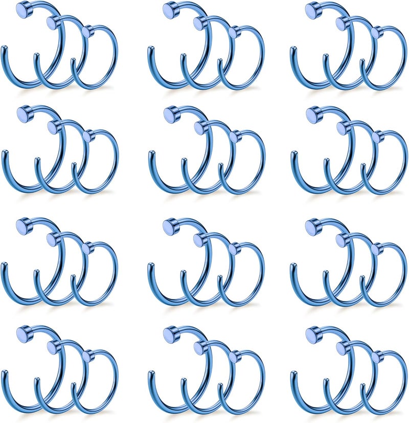 Drperfect 18/20/22G 36PCS 316L Stainless Steel Nose Rings Hoops Nose Piercing Jewelry for Women Men Colored Hoop Nose Ring 6mm 8mm 10mm 12mm - Image 1