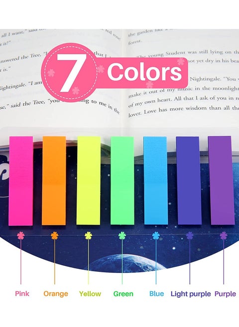 280 Pcs Rectangle Page Markers, Post-It Sticky Notes Tab, Writeable Labels for Page Marking, Flag Book Markers Index Tab for Home School Office Supplies (7 colors )