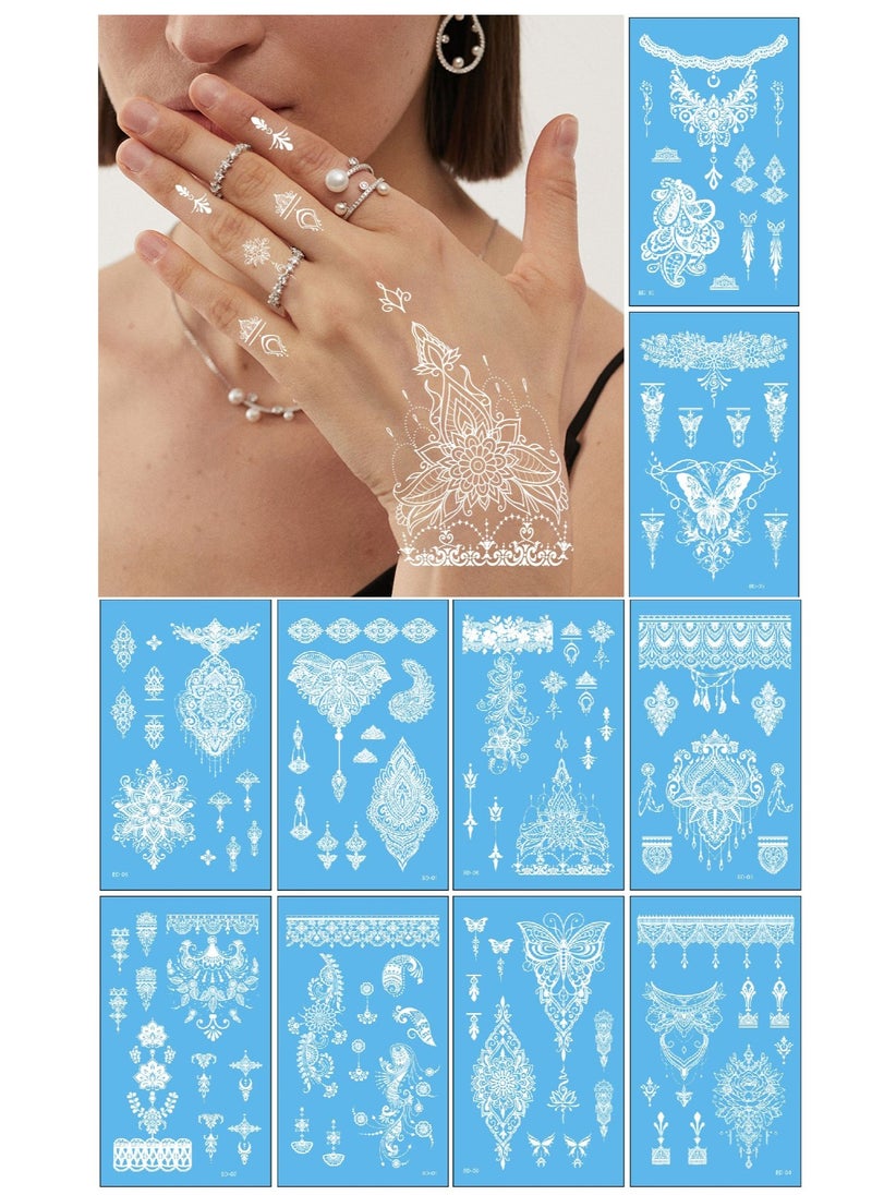 Beauenty - 10 Sheets (120 pcs)  Henna Tattoo Stencil Kit/Temporary Tattoo Temples Set , Indian Arabian Tattoo Stickers Mehndi Stencils Body Art Designs for Hands - Image 1