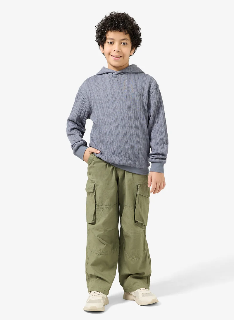 اتش اند ام بنطلون باراشوت من قماش الكانفاس القطني