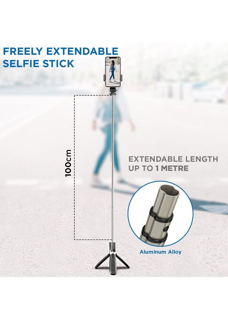 Selfie Stick Tripod Bluetooth remote, Extendable 1m Telescopic Selfie Stick, Handheld Tripod, Wireless Remote compatible with iPhone 12/Xs/iPhone 8/iPhone 11/11pro, Galaxy S10/S9 Plus/S8/Note8 - Image 4