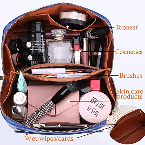 Cessfle Travel Makeup Bag, Checkered Makeup Bag Large Capacity Cosmetic Bag, Parallel Makeup Bag Large Makeup Bags for Women with Handle and Divider - Image 5