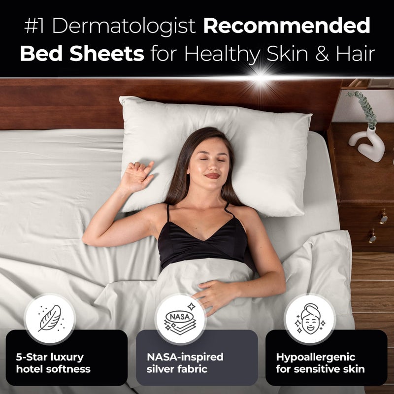 Silvery Silver Infused Bed Sheets Set - Ultra-Soft Temperature-Regulating Fabric with Self-Cleaning Technologyâ„¢ That Stays Fresh 3X Longer for Hygienic Sleep - Image 3