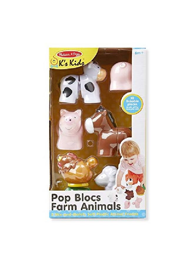 Melissa & Doug - Blocs Farm Animals Educational Baby Toy 10 Linkable Pieces - Image 1
