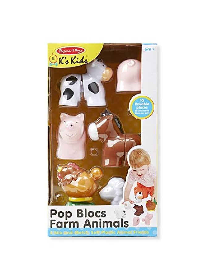 Melissa & Doug - Blocs Farm Animals Educational Baby Toy 10 Linkable Pieces - Image 1
