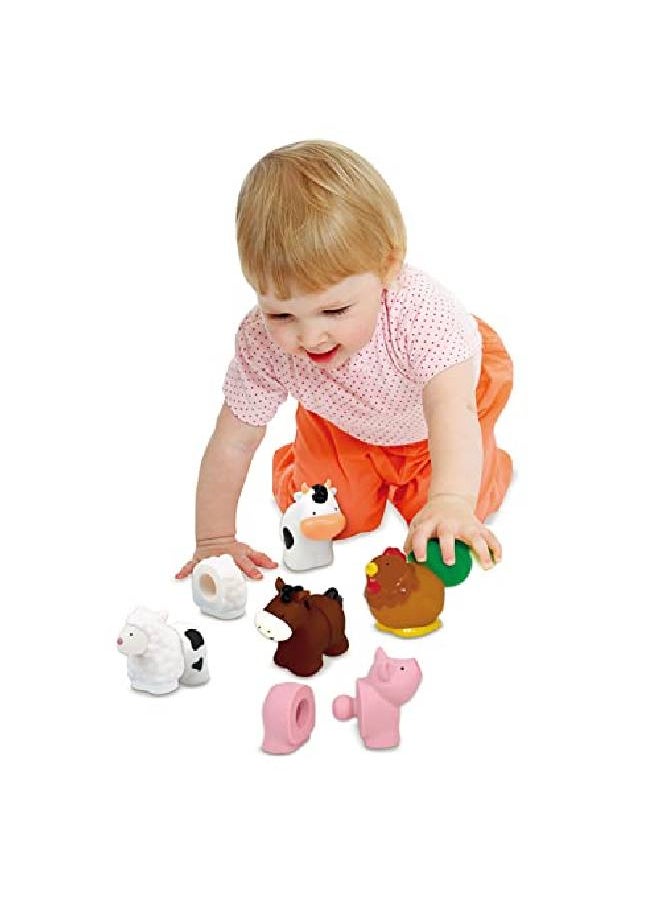 Melissa & Doug - Blocs Farm Animals Educational Baby Toy 10 Linkable Pieces - Image 1