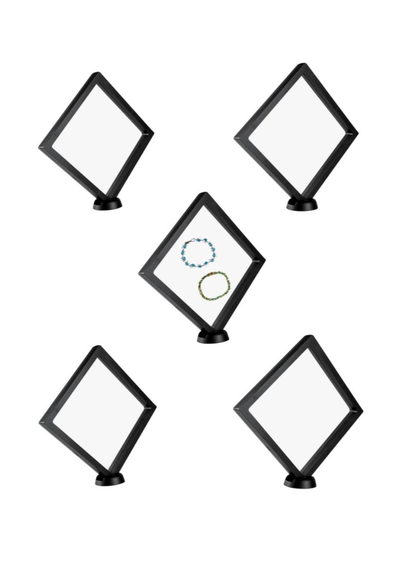 OASIS-TH - Set of 5 Pieces Transparent 3D Floating Frame   9X9X2CM  Floating  Display Cases - Stands Separately Display Stands Holder Frame For  Securing Keepsakes Coins Medallions  Antique Jewelry Gift - Image 1